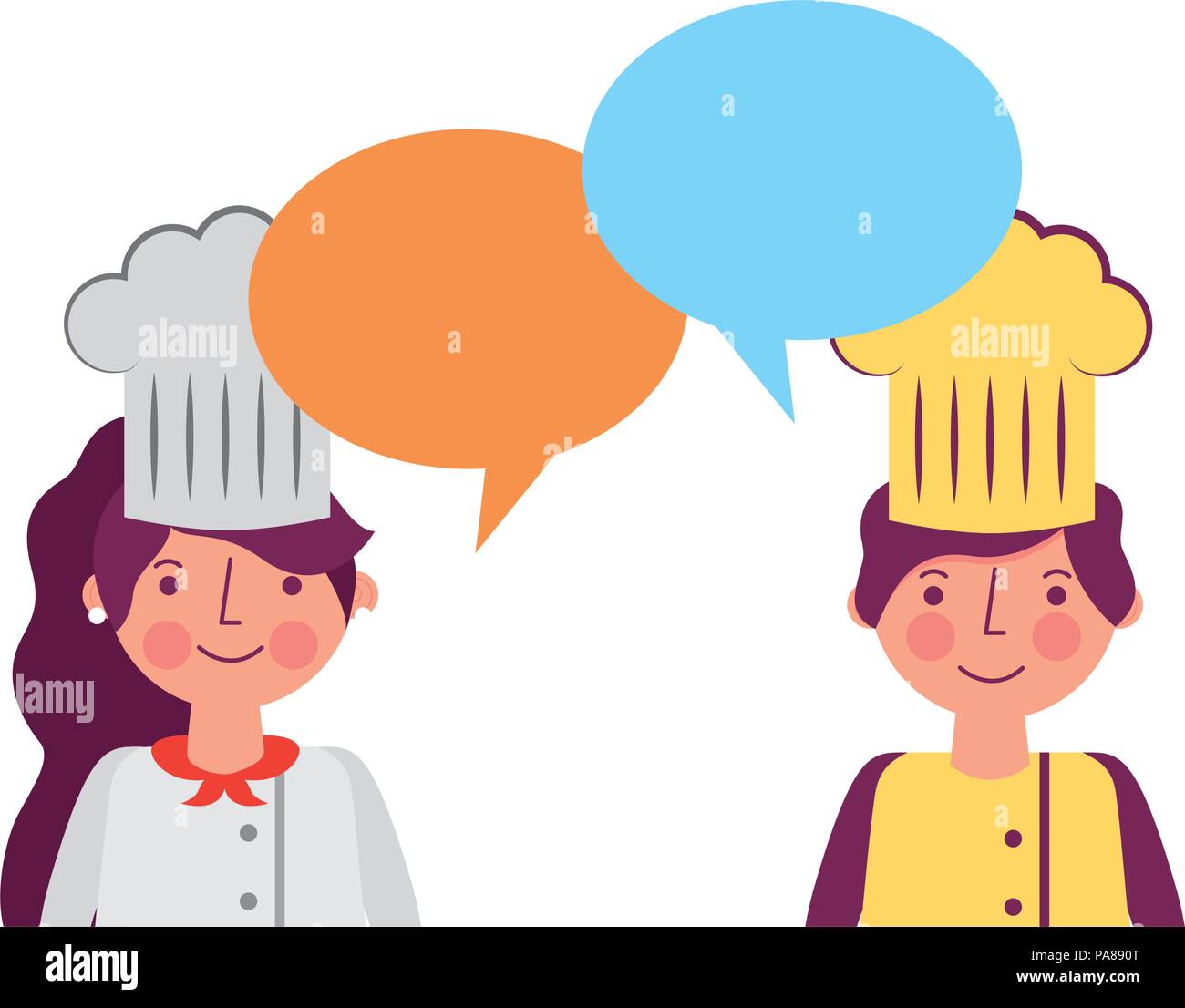 woman and man chef talking speech bubble vector illustration Stock Vector Image & Art Alamy