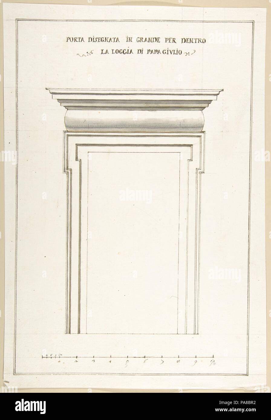 Design Elevation for an Interior Door in the Loggia of Pope Julius [III.]. Artist: Pietro Paolo Coccetti (Cocchetti) (Italian, documented Rome, 1710-1727). Dimensions: 16-3/8 x 11-1/4 in.  (41.6 x 28.5 cm). Date: 1710-27. Museum: Metropolitan Museum of Art, New York, USA. Stock Photo