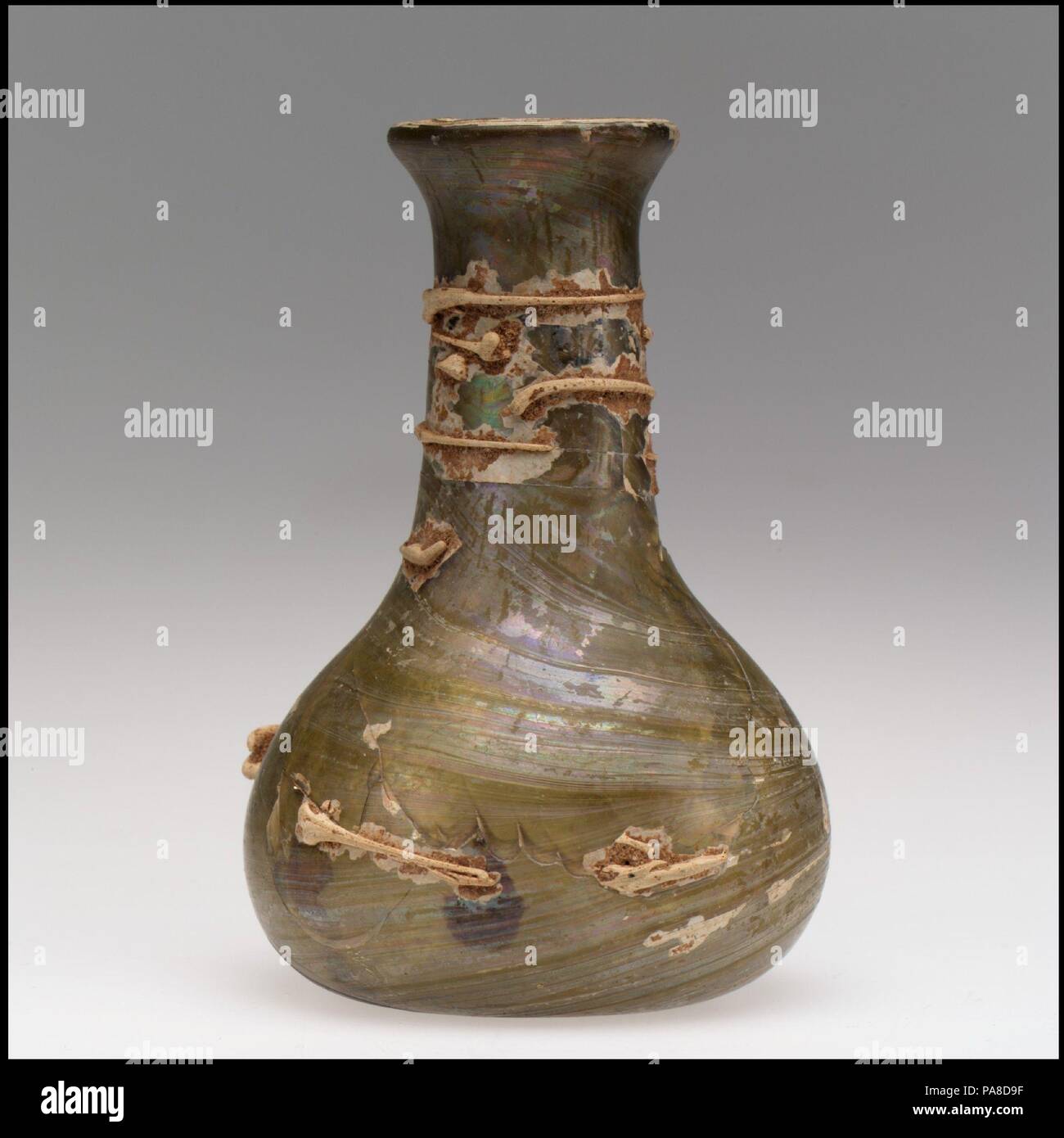Bottle. Culture: Frankish. Dimensions: Overall: 4 1/8 x 2 13/16 in. (10.5 x 7.1 cm). Date: 5th-7th century. Museum: Metropolitan Museum of Art, New York, USA. Stock Photo