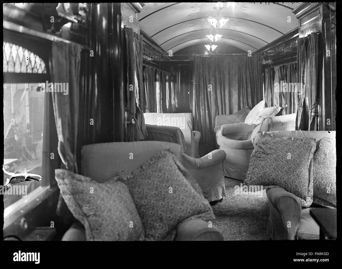 124 Inside the royal train carriage used during the Duke and Duchess of York's 1927 visit ATLIB 141181 Stock Photo