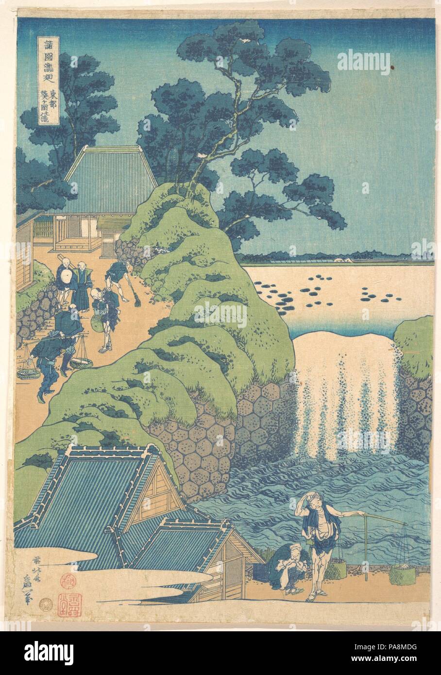 Fall of Aoiga Oka, Yedo. Artist: Katsushika Hokusai (Japanese, Tokyo (Edo) 1760-1849 Tokyo (Edo)). Culture: Japan. Dimensions: H. 14 3/4 in. (37.5 cm); W. 10 3/16 in. (25.9 cm). Date: ca. 1827. Museum: Metropolitan Museum of Art, New York, USA. Stock Photo
