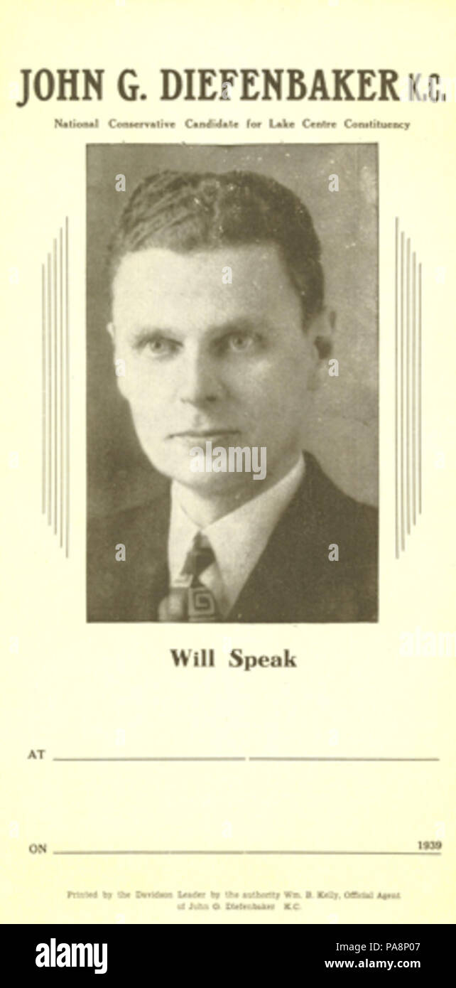 140 John Diefenbaker (1939 election flyer) Stock Photo