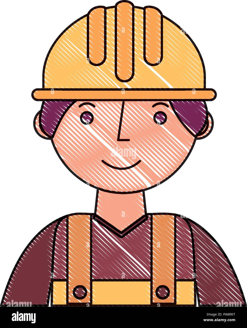 worker contruction in yellow overalls Stock Vector