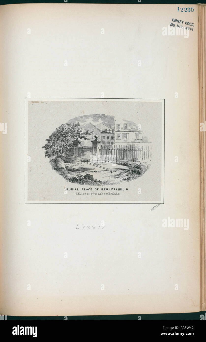 258 Burial place of Benj. (Benjamin) Franklin, s.e. cor. (corner) of 5th and Ar(c)h Sts. (Streets), Philada. (Philadelphia) (NYPL Hades-255725-EM12235) Stock Photo