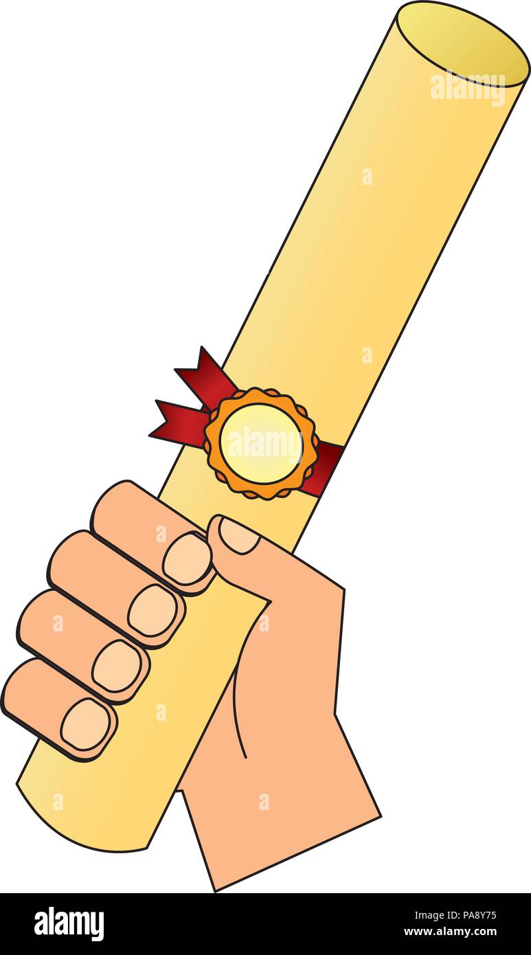 hand with diploma graduation Stock Vector Image & Art - Alamy