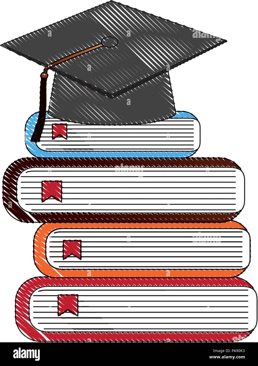 hat graduation with books Stock Vector Image & Art - Alamy
