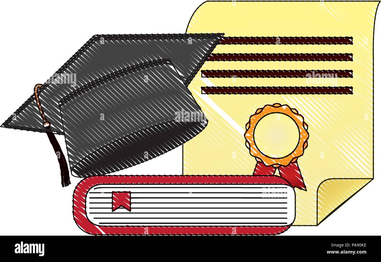 parchment diploma and hat graduation with books Stock Vector Image