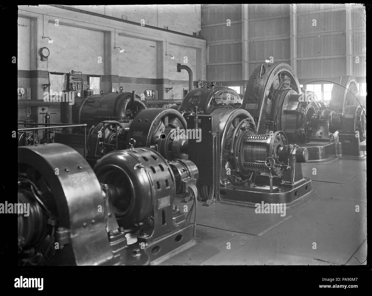 125 Interior view of the hydroelectric power station at Otira, showing the generators, 1926 ATLIB 298664 Stock Photo