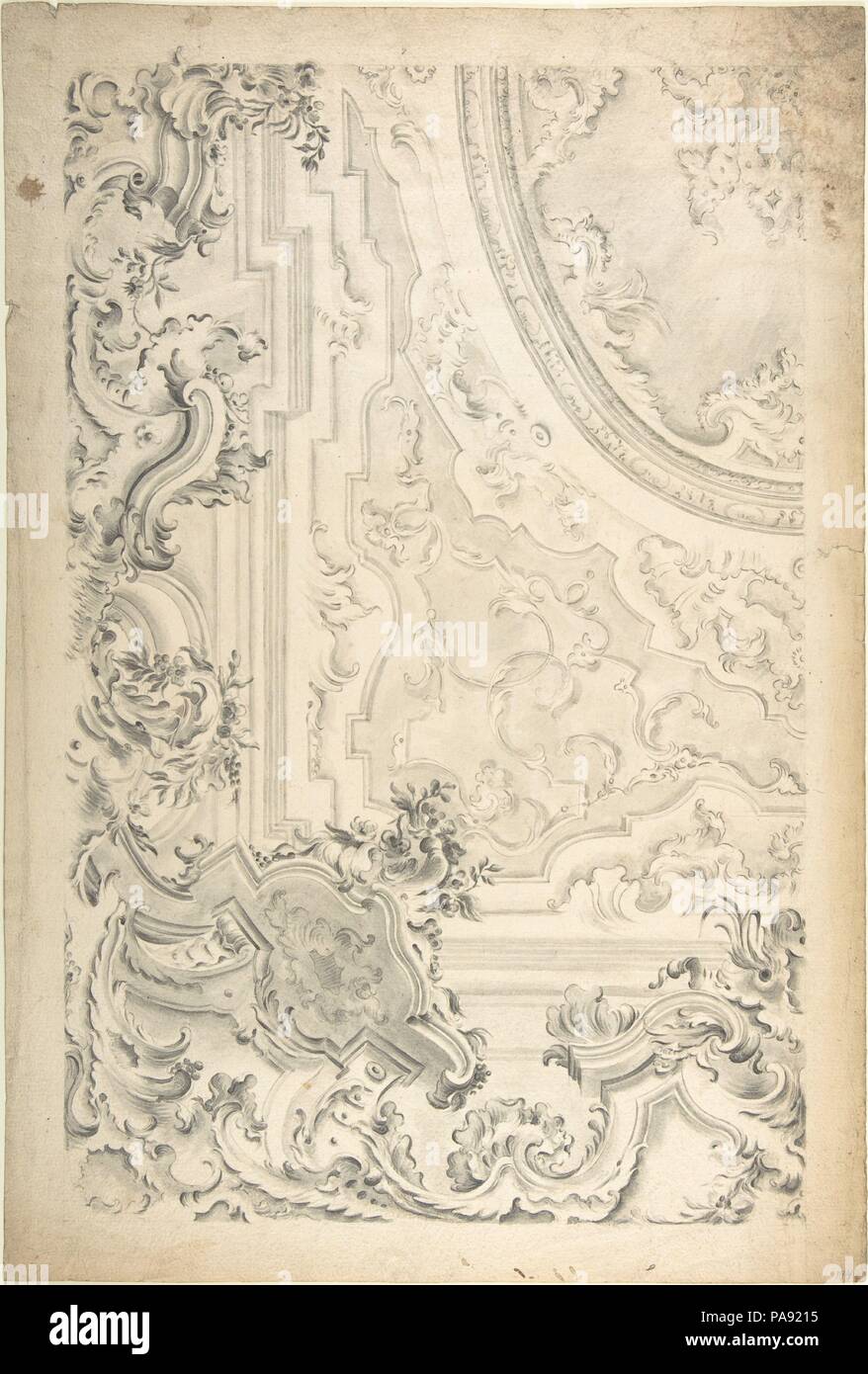 Design for a Ceiling with Cove Showing. Artist: Anonymous, Italian, Piedmontese, 18th century. Dimensions: 17 5/16 x 11 3/4 in. (44 x 29.8 cm). Date: 1700-1780. Museum: Metropolitan Museum of Art, New York, USA. Stock Photo