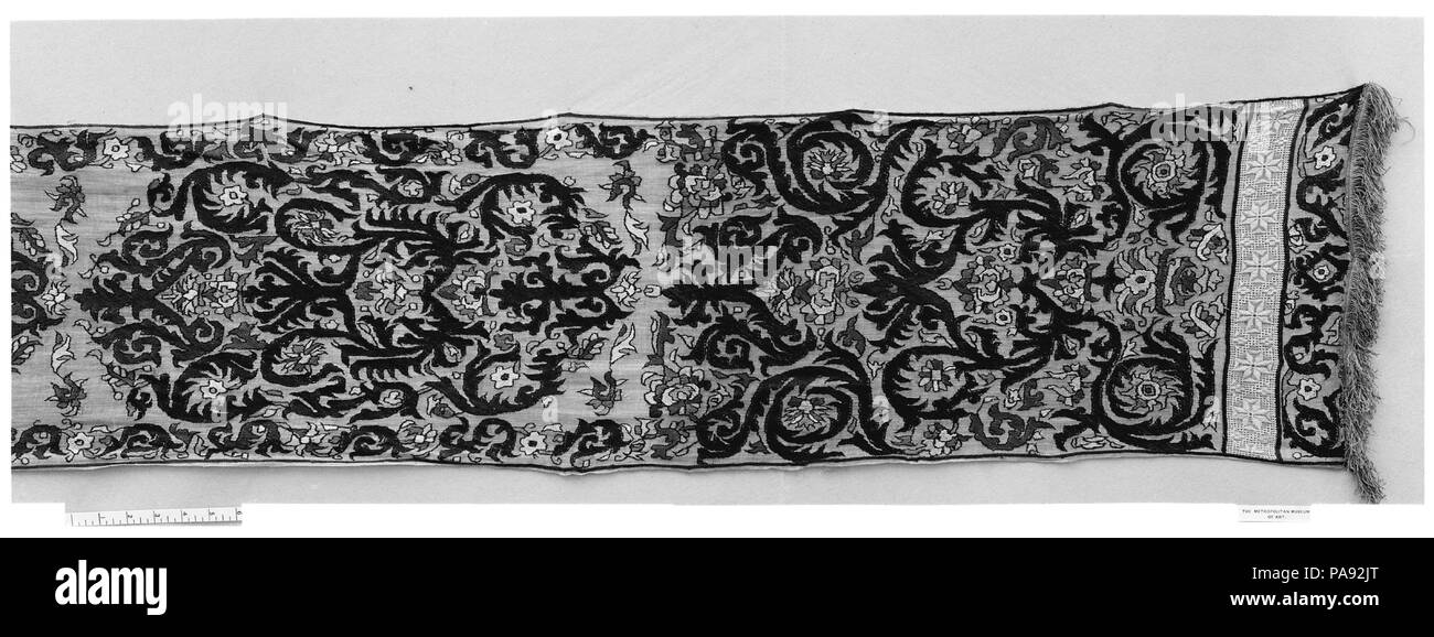 Fragment of a Hanging. Dimensions: H. 94 in. (238.8 cm)  W. 13 in. (33 cm). Date: 18th century. Museum: Metropolitan Museum of Art, New York, USA. Stock Photo