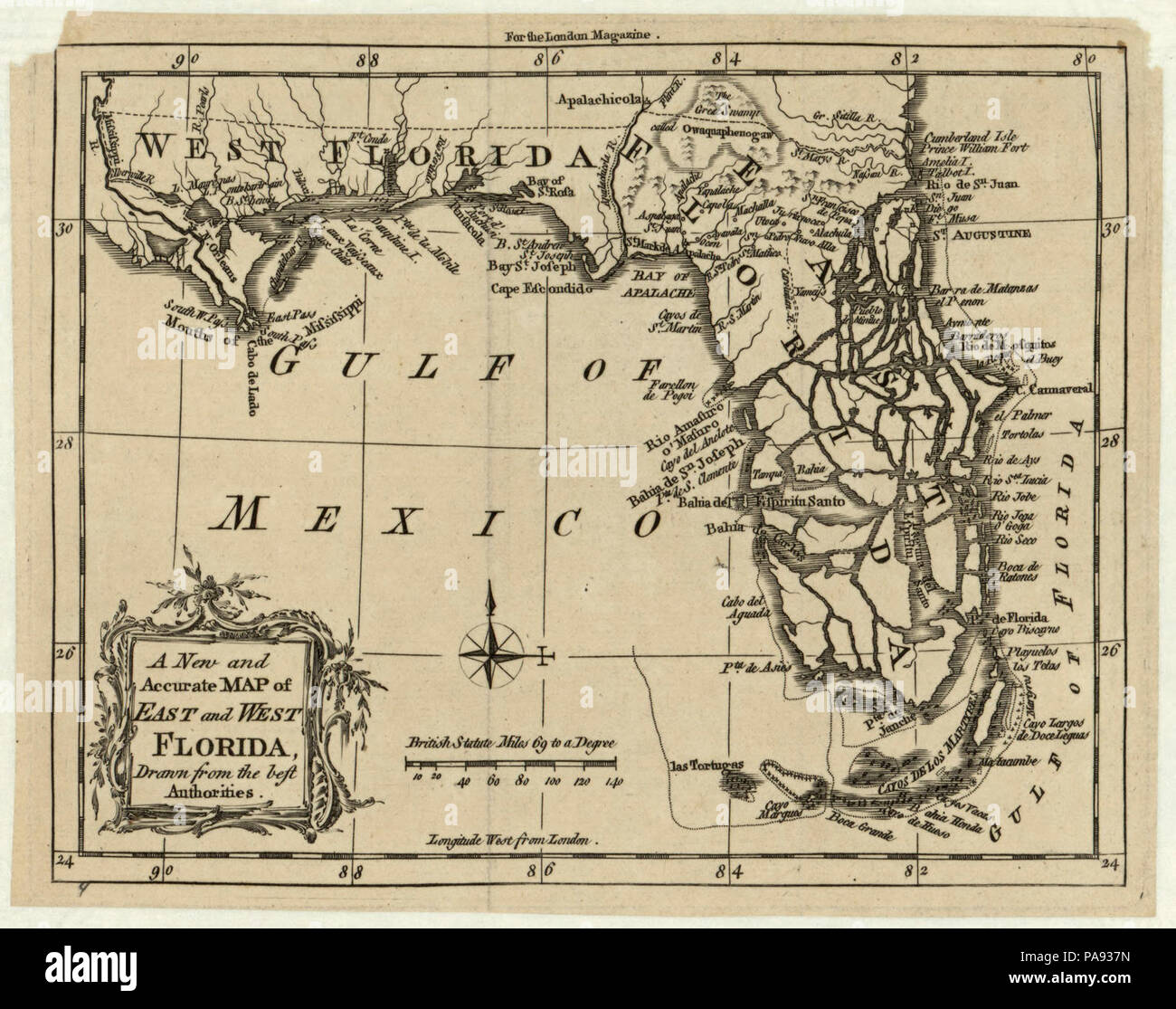 A new and accurate map of east and west Florida Stock Photo - Alamy
