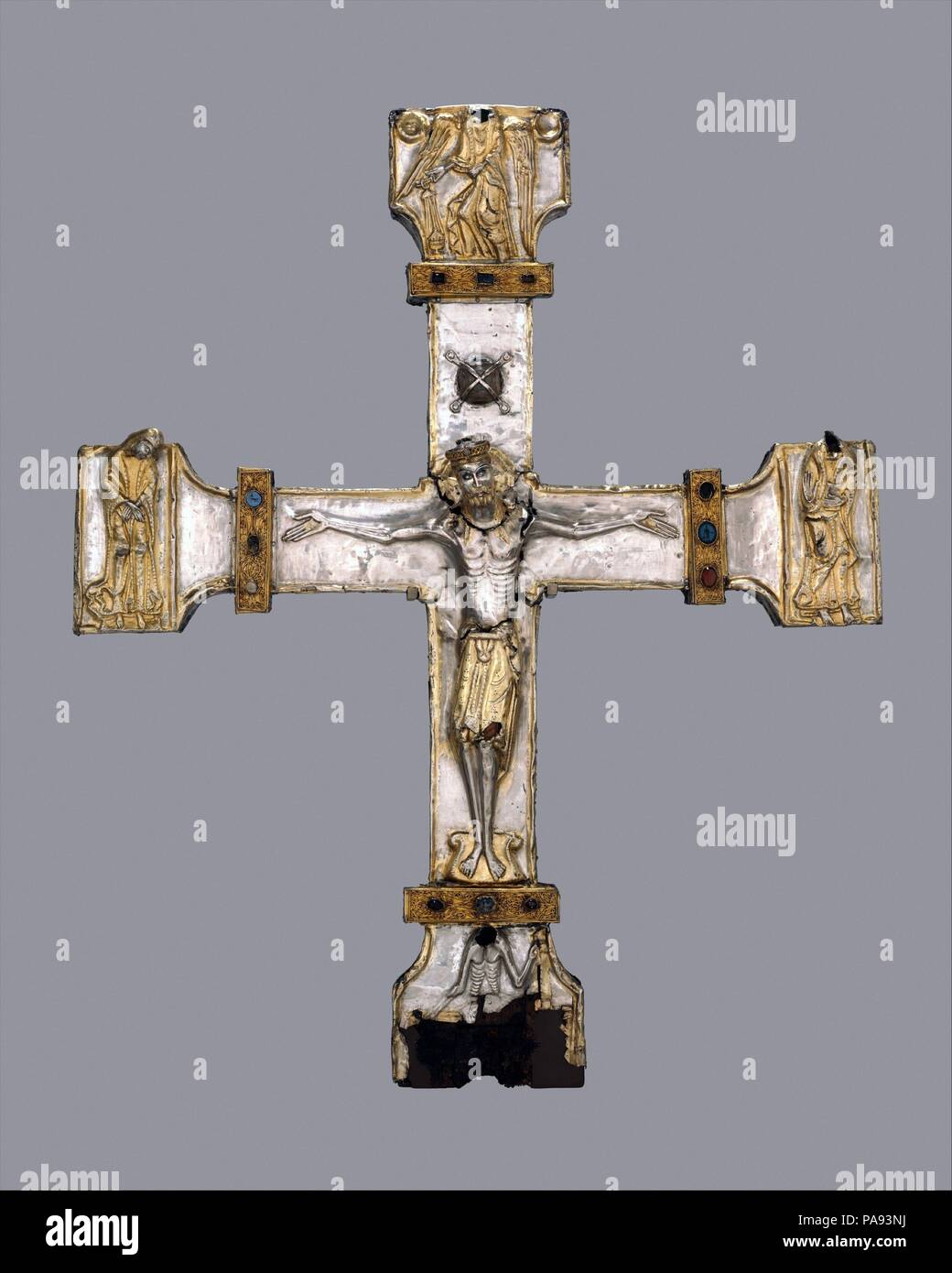 Processional Cross. Culture: Spanish. Dimensions: 23 1/4 in. × 19 in. × 3  7/16 in. (59.1 × 48.3 × 8.7 cm). Date: ca. 1150-75. This cross conveys the  luxury found within churches