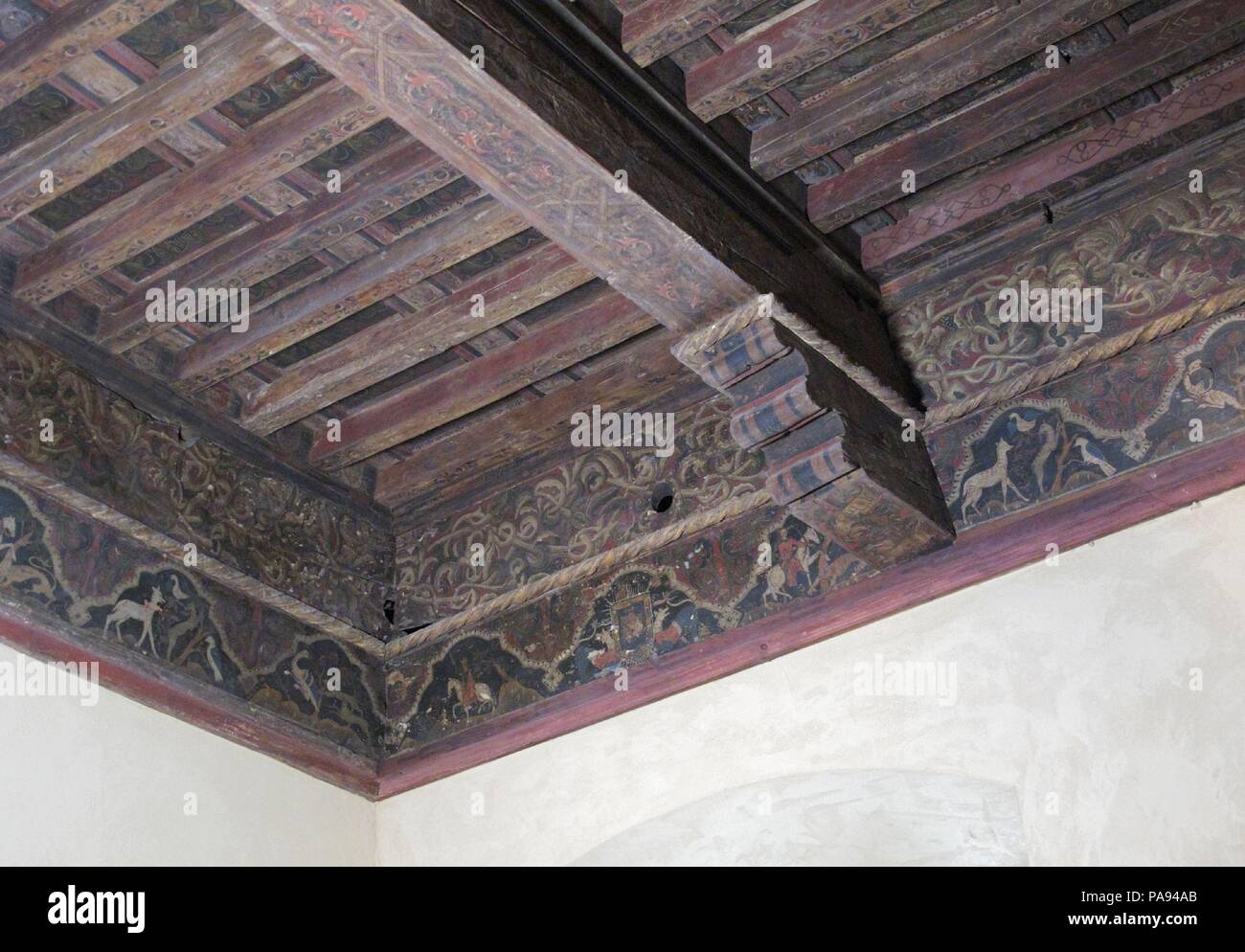 Ceiling. Culture: Spanish. Dimensions: Overall: 36 x 288 x 284 in. (91.4 x  731.5 x 721.4 cm) 24' x 23' 8". Date: 1450-1500. Entirely painted, this  ceiling is among the finest of