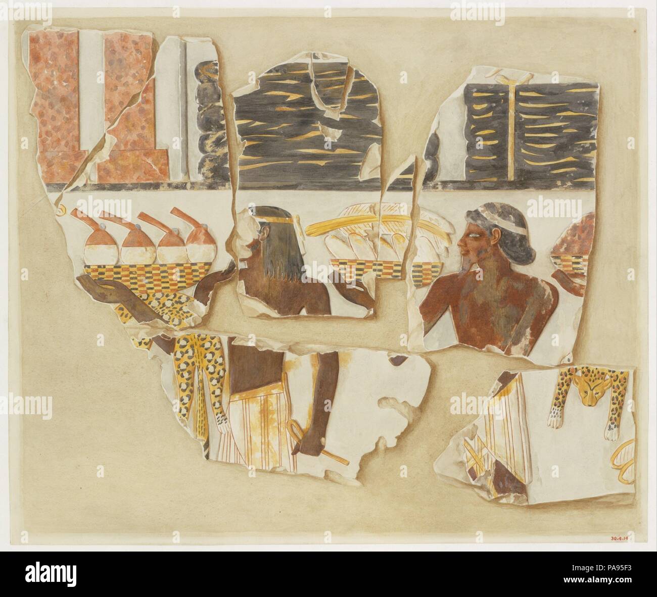 Asians Bringing Gifts from the East, Tomb of Puyemre. Artist: Hugh R. Hopgood. Dimensions: Facsimile: H. 42.8 × W. 50.9 cm (16 7/8 × 20 1/16 in.); Framed: H. 44.5 × W. 52.4 cm (17 1/2 × 20 5/8 in.); Scale. 1:1. Dynasty: Dynasty 18. Reign: Joint reign of Hatshepsut and Thutmose III. Date: ca. 1479-1458 B.C.. Museum: Metropolitan Museum of Art, New York, USA. Stock Photo