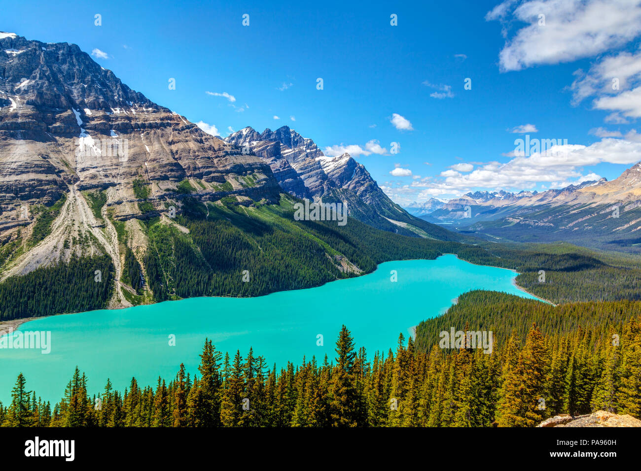 Peyto Lake as viewed from Bow Summit in Banff National Park on the ...