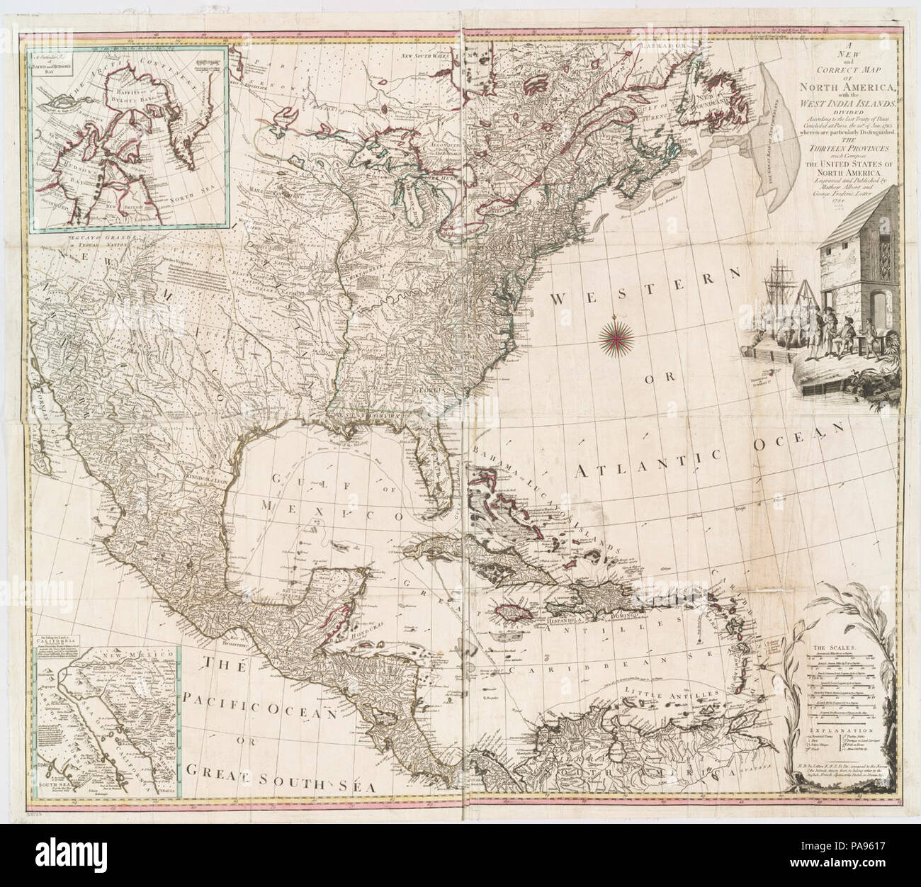 Treaty of paris 1783 map hi res - A New And Correct Map Of North America With The West India Islands Divided According To The Last Treaty Of Peace Concluded At Paris The 20th Of Jan 1783 Wherein Are Particularly PA9617