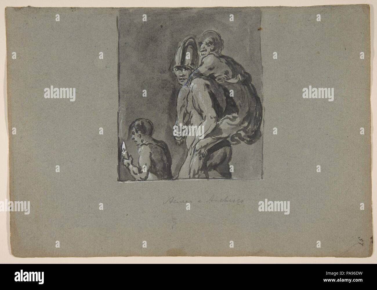 Aeneas and Anchises. Artist: Leonaert Bramer (Dutch, Delft 1596-1674 Delft). Dimensions: sheet: 8 1/4 x 11 13/16 in. (21 x 30 cm). Date: 1611-74. Museum: Metropolitan Museum of Art, New York, USA. Stock Photo