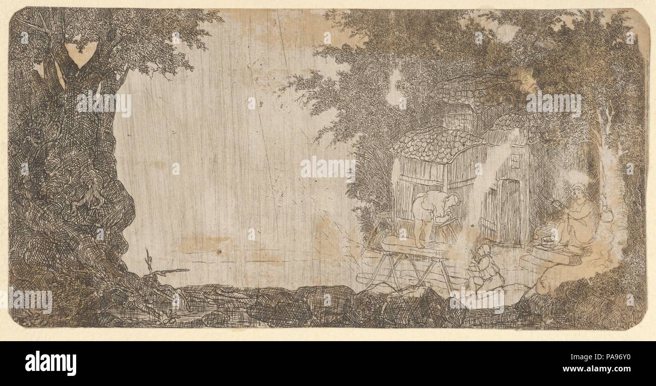St. Joseph Charpentier (St. Joseph, Carpenter). Artist: Rodolphe Bresdin (French, Montrelais 1822-1885 Sèvres). Dimensions: Mount: 6 1/8 × 9 3/8 in. (15.5 × 23.8 cm)  Sheet: 3 9/16 × 7 in. (9 × 17.8 cm). Date: 19th century. Museum: Metropolitan Museum of Art, New York, USA. Stock Photo