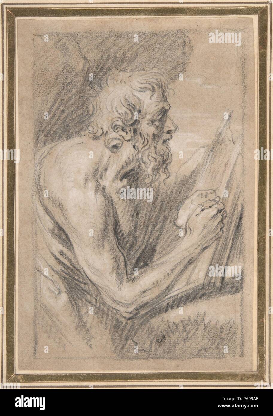 Penitent Saint Jerome. Artist: Lucas Franchoys the Younger (Flemish, Mechelen 1616-1681 Mechelen). Dimensions: sheet: 5 13/16 x 3 7/8 in. (14.7 x 9.9 cm). Date: 17th century. Museum: Metropolitan Museum of Art, New York, USA. Stock Photo
