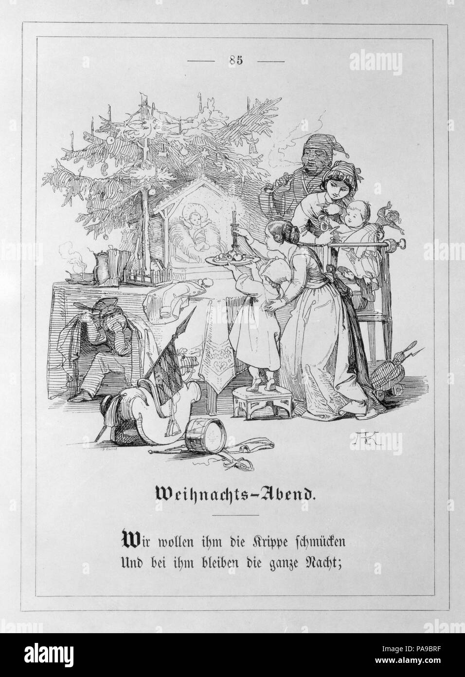Alte und neue Kinderlieder, Fabeln, Sprüche und Räthsel. Artist: Moritz von Schwind (Austrian, Vienna 1804-1871 Munich); Wilhelm von Kaulbach (German, Arolsen 1804-1874 Munich); Adrian Ludwig Richter (German, Dresden 1803-1884 Dresden). Dimensions: Overall: 9 5/16 x 7 5/16 x 15/16 in. (23.6 x 18.5 x 2.4 cm). Editor: Edited by Georg Scherer. Engraver: Christian Neureuther. Printer: Printed by Breitkopf & Härtel (German). Publisher: Published by Gustav Mayer , Leipzig. Date: 1849. Museum: Metropolitan Museum of Art, New York, USA. Stock Photo