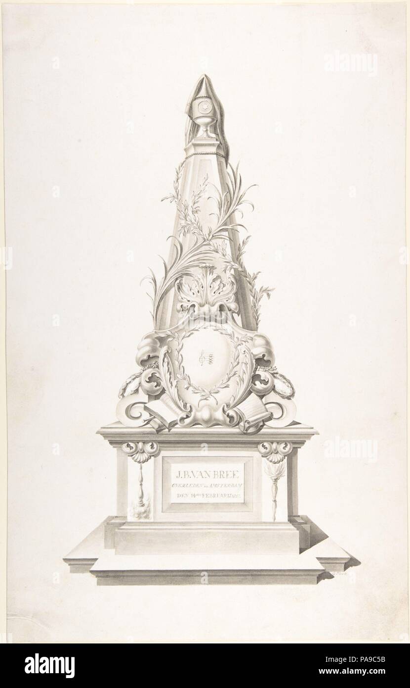 Pyramid monument for J.B. van Bree. Artist: G. Fock (Dutch, active ca. 1857). Dimensions: sheet: 18 1/8 x 11 1/2 in. (46 x 29.2 cm). Date: 1857 or after. Museum: Metropolitan Museum of Art, New York, USA. Stock Photo