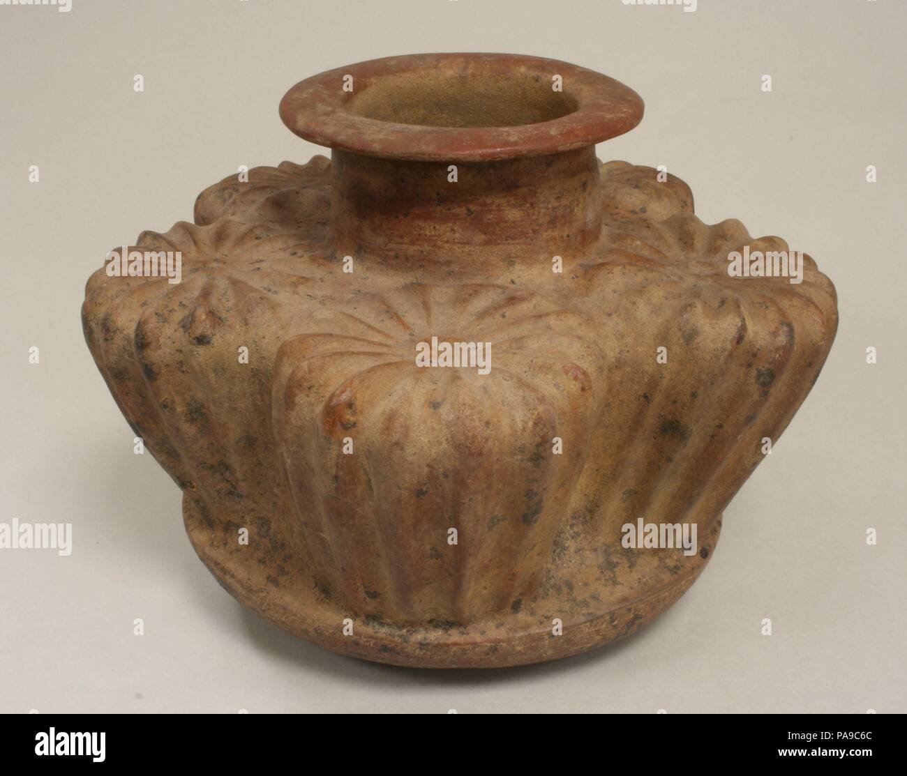 Cactus Jar. Culture: Colima. Dimensions: H. 7 15/16 x  W.10 15/16 in. (20.2 x 27.8 cm). Date: 2nd century B.C.-A.D. 3rd century. Museum: Metropolitan Museum of Art, New York, USA. Stock Photo