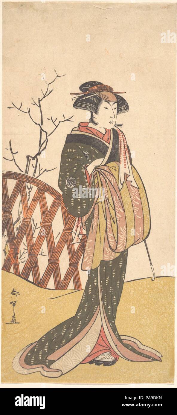 Nakamura Riko. Artist: Katsukawa Shunsho (Japanese, 1726-1792). Culture: Japan. Dimensions: 12 5/8 x 5 5/8 in. (32.1 x 14.3 cm). Date: 1774. Museum: Metropolitan Museum of Art, New York, USA. Stock Photo