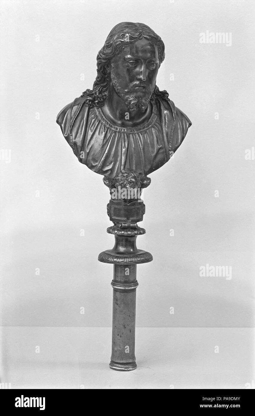Bust of Christ. Culture: Italian, Rome. Dimensions: Overall (Bust .a) (confirmed): 9 1/2 × 5 1/2 × 4 1/8 in. (24.1 × 14 × 10.5 cm); Height (Tube .b): 4 7/8 in. (12.4 cm). Date: late 16th century. Museum: Metropolitan Museum of Art, New York, USA. Stock Photo