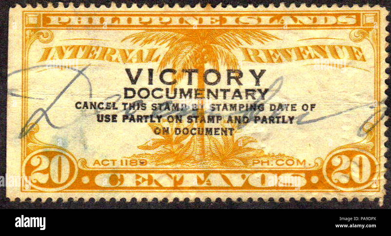 198 Philippines 20c victory revenue stamp Stock Photo