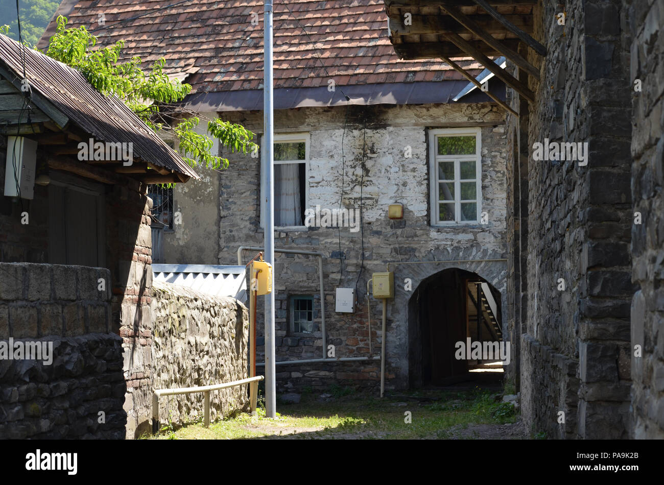 Traditional houses in Ilisu, a Greater Caucasus mountain village in north-western Azerbaijan Stock Photo