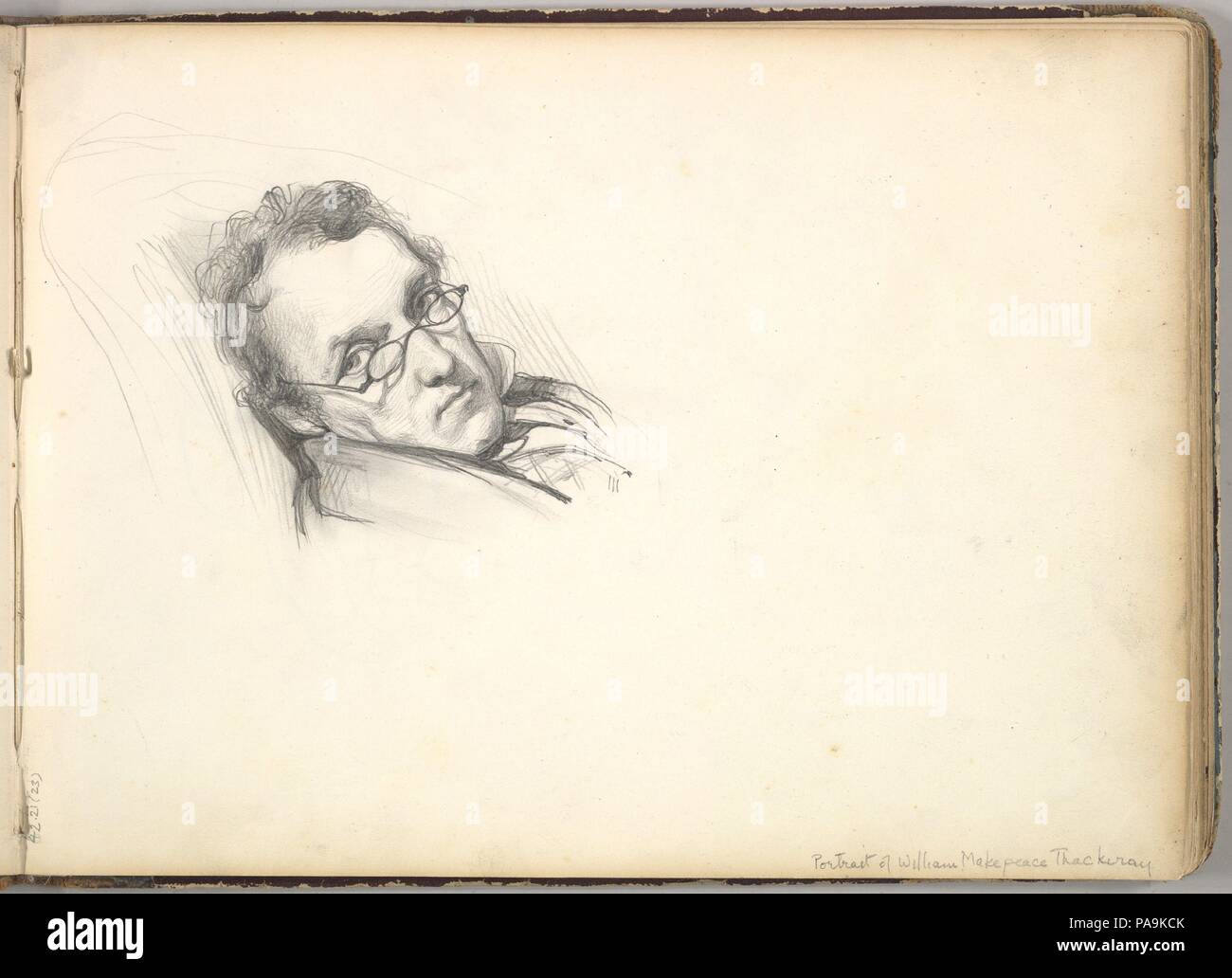 William Makepeace Thackeray (in Sketch Book With Drawings on Twenty-six Leaves). Artist: Frederic, Lord Leighton (British, Scarborough 1830-1896 London). Dimensions: Sheet (page): 7 7/8 x 10 7/8 in. (20 x 27.6 cm). Date: ca. 1850. Museum: Metropolitan Museum of Art, New York, USA. Stock Photo