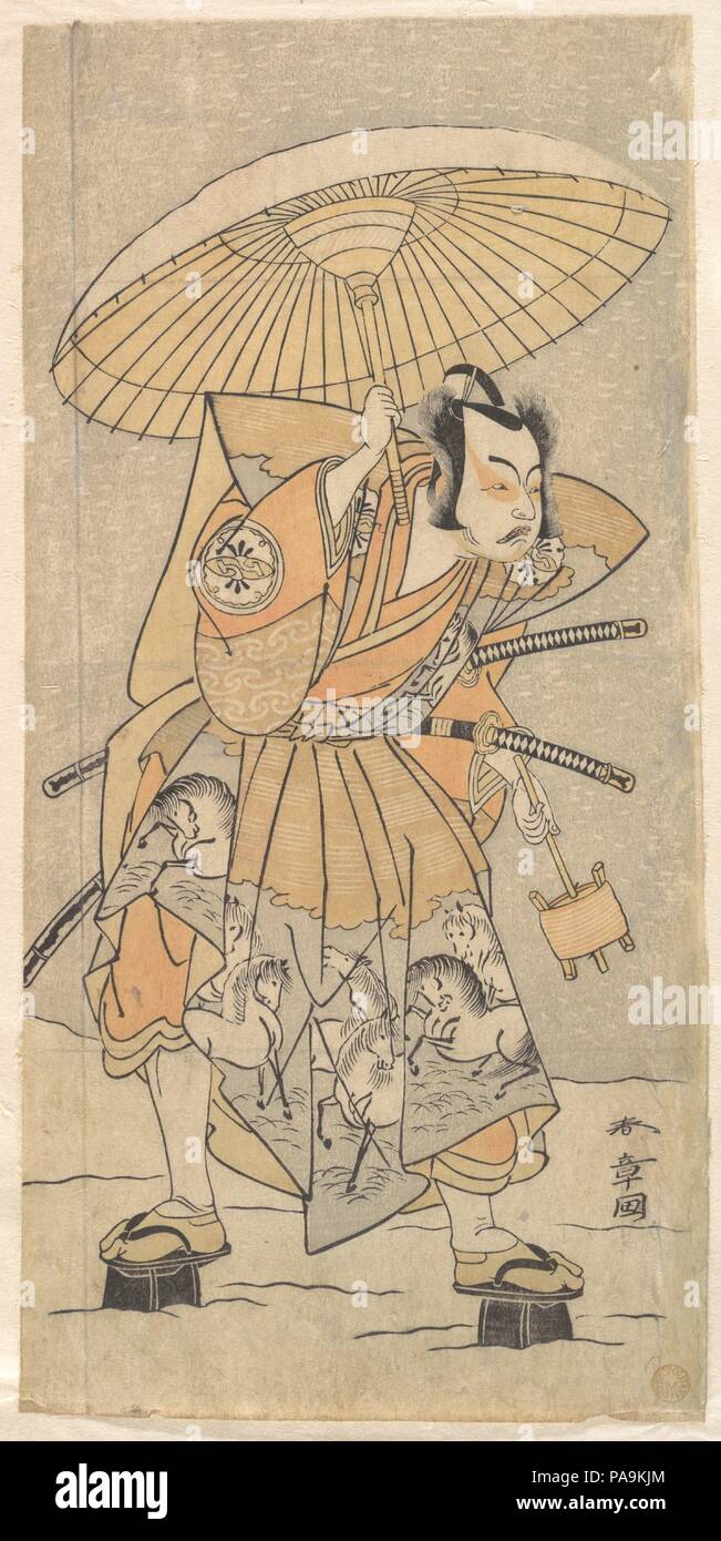 The Second Nakamura Juzo as a Samurai. Artist: Katsukawa Shunsho (Japanese, 1726-1792). Culture: Japan. Dimensions: 11 7/8 x 5 3/4 in. (30.2 x 14.6 cm). Date: 1773 or 1774. Museum: Metropolitan Museum of Art, New York, USA. Stock Photo