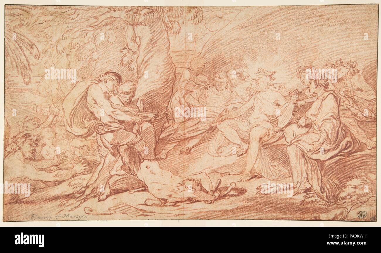 The Flaying of Marsyas. Artist: François van Loo (French, Aix 1708-1732 Turin). Dimensions: 9 1/2 x 16 7/16 in. (24.2 x 41.7 cm). Date: early 18th century. Museum: Metropolitan Museum of Art, New York, USA. Stock Photo