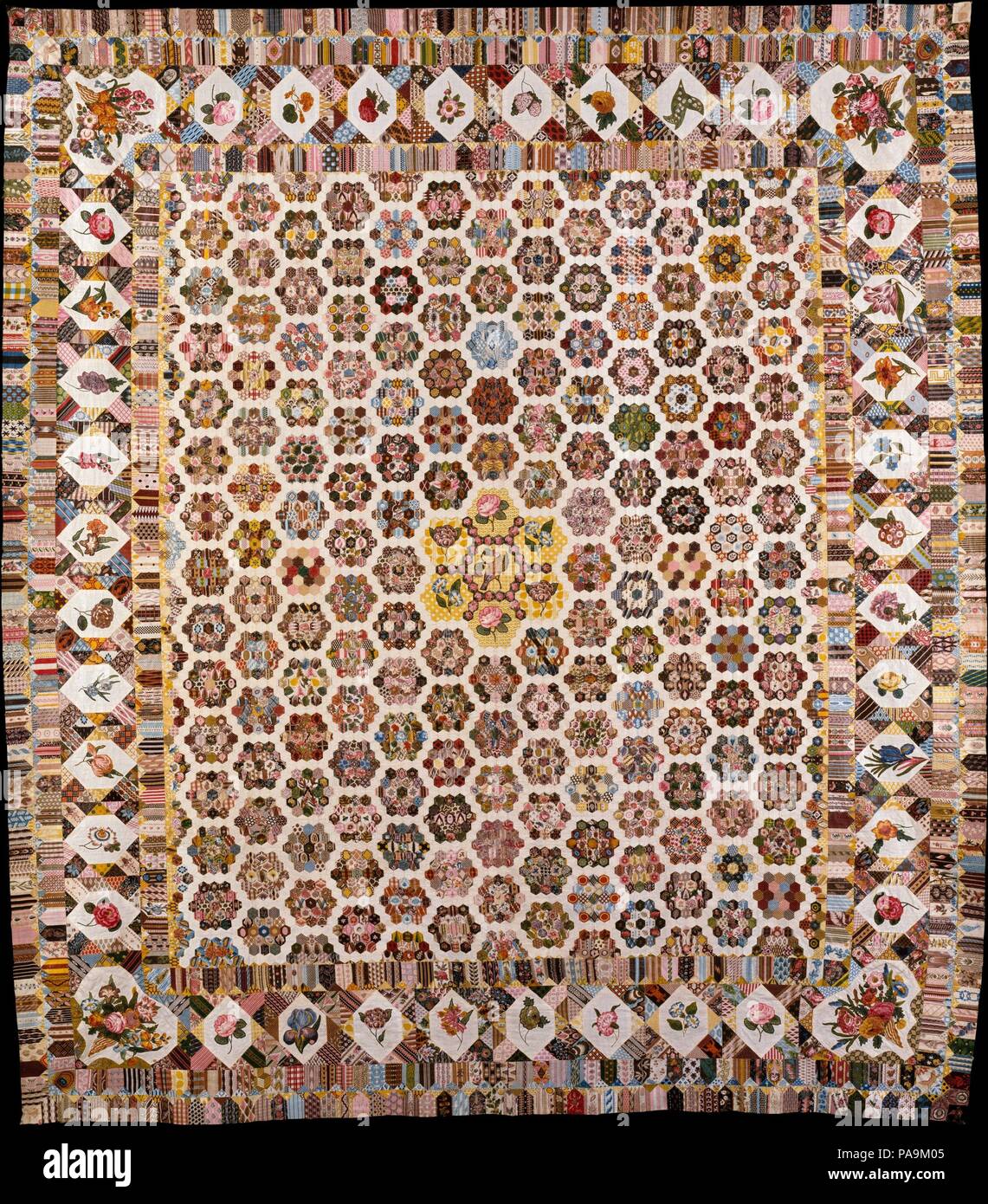 Quilt. Culture British. Dimensions W. 89 3/4 in. (228 cm), L. 8 ft. 8