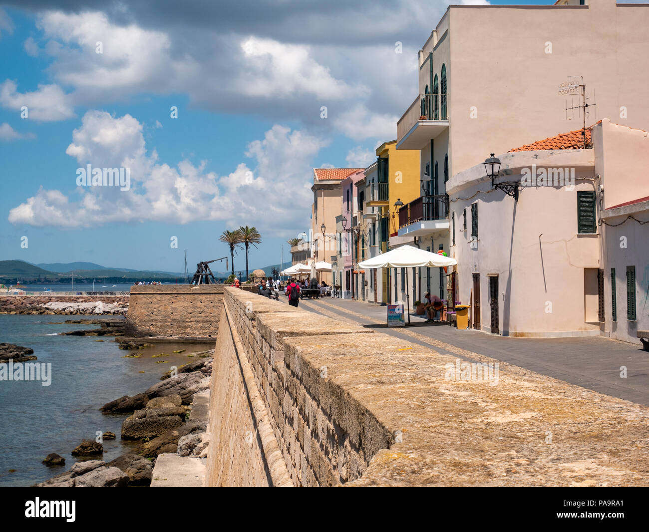 Waterfront promenade, Alghero, Sardinia, Italy Stock Photo
