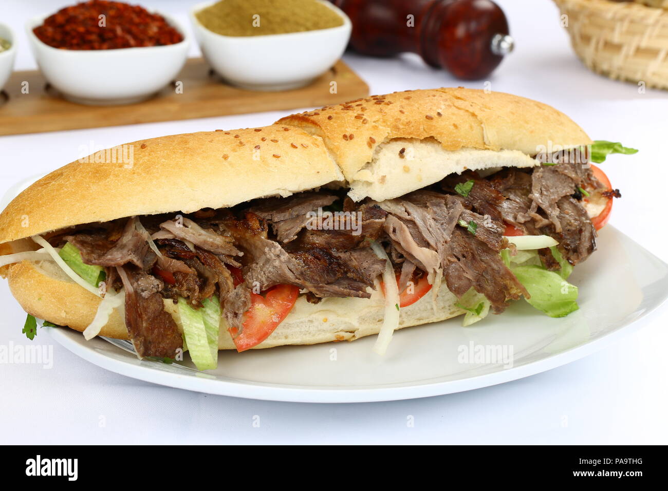 Traditional Turkish Doner Kebab Shawarma In Bread Sandwich Stock Photo Alamy