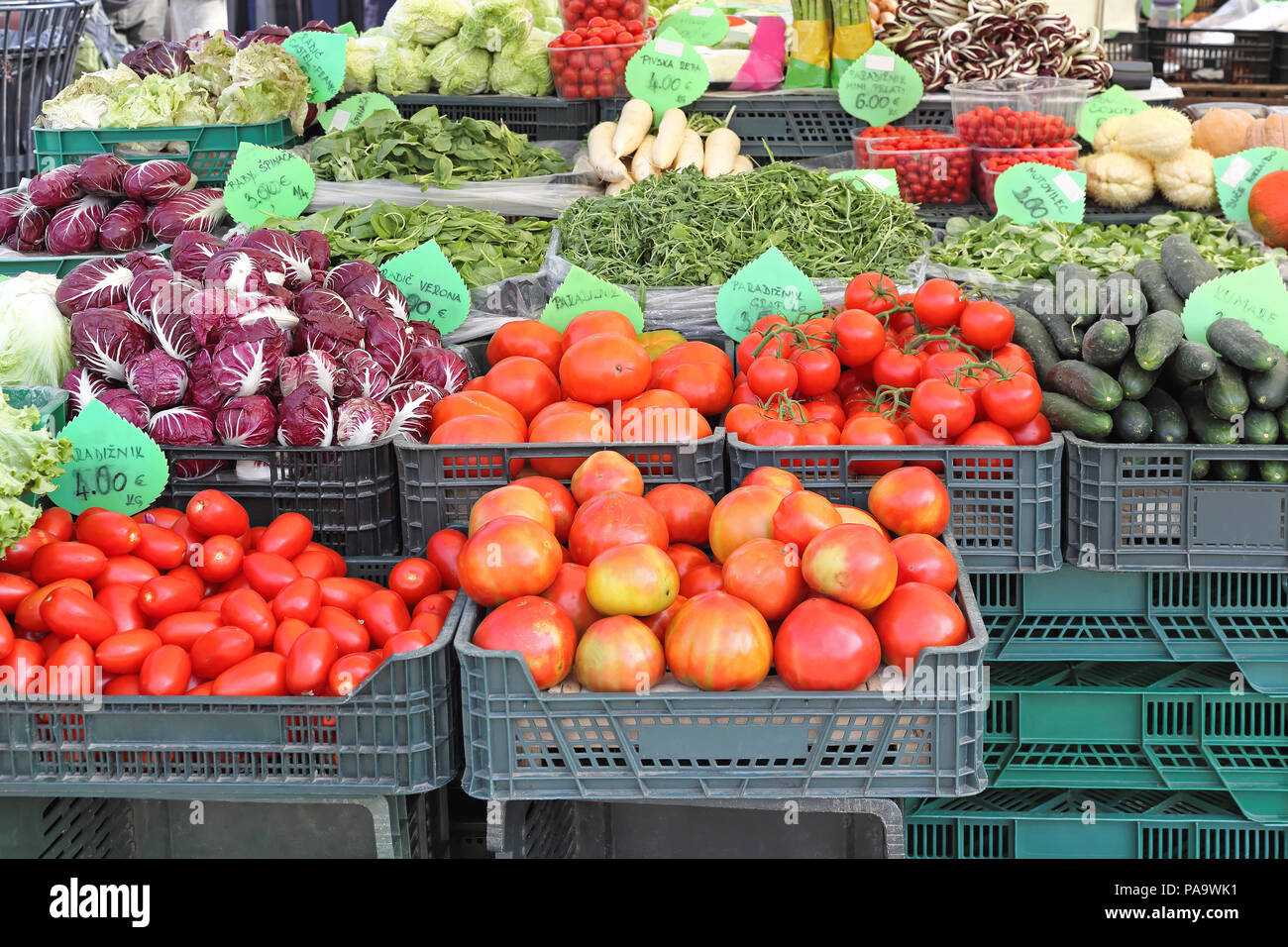 Fruits and Vegetables at Farmers Market Stock Photo - Alamy