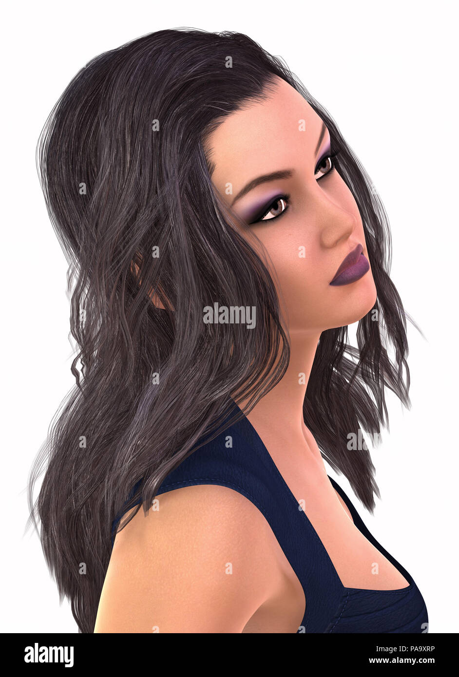3d illustration Portrait of a girl isolated on white background Stock ...