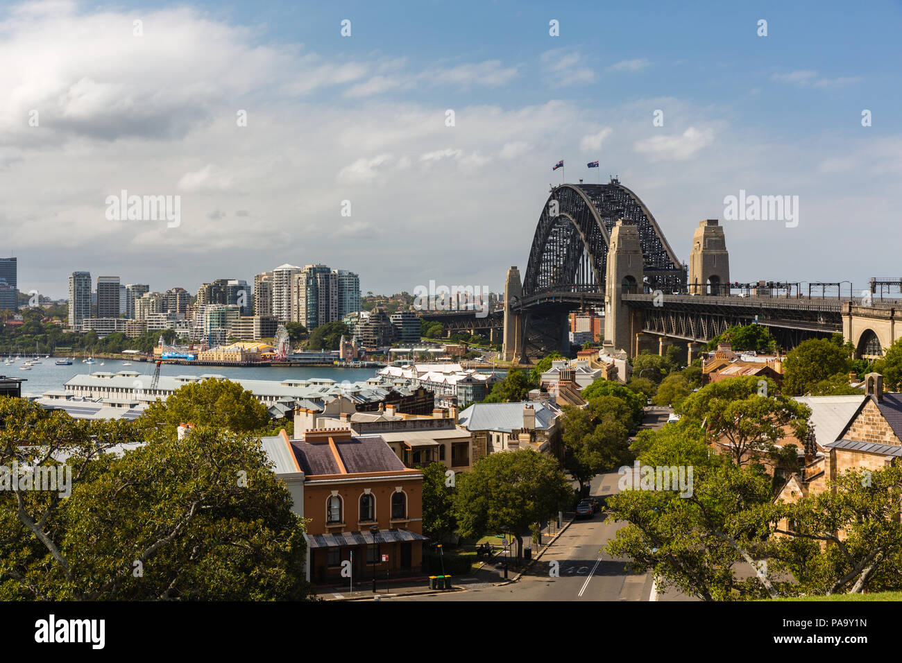 Sydney Harbour Bridge seen from the Sydney Observatory, Sydney, Australia Stock Photo