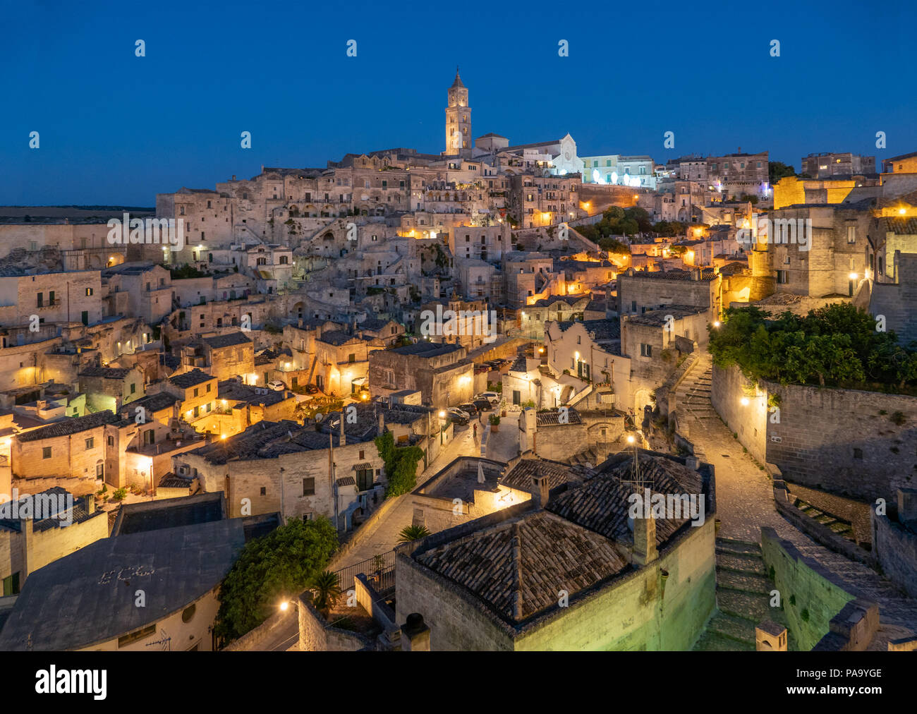 Matera (Basilicata) - The historic center of the wonderful stone city of southern Italy, a tourist attraction for the famous 'Sassi' old town. Stock Photo