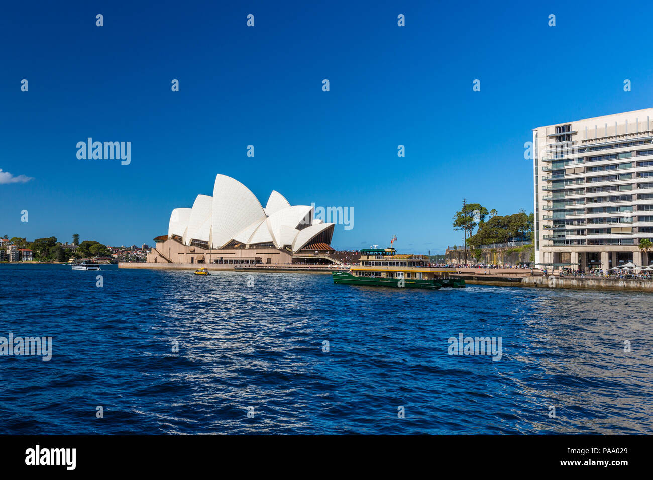 Sydney Opera House, designed by Jørn Utzon and opened in the 1970s. Stock Photo