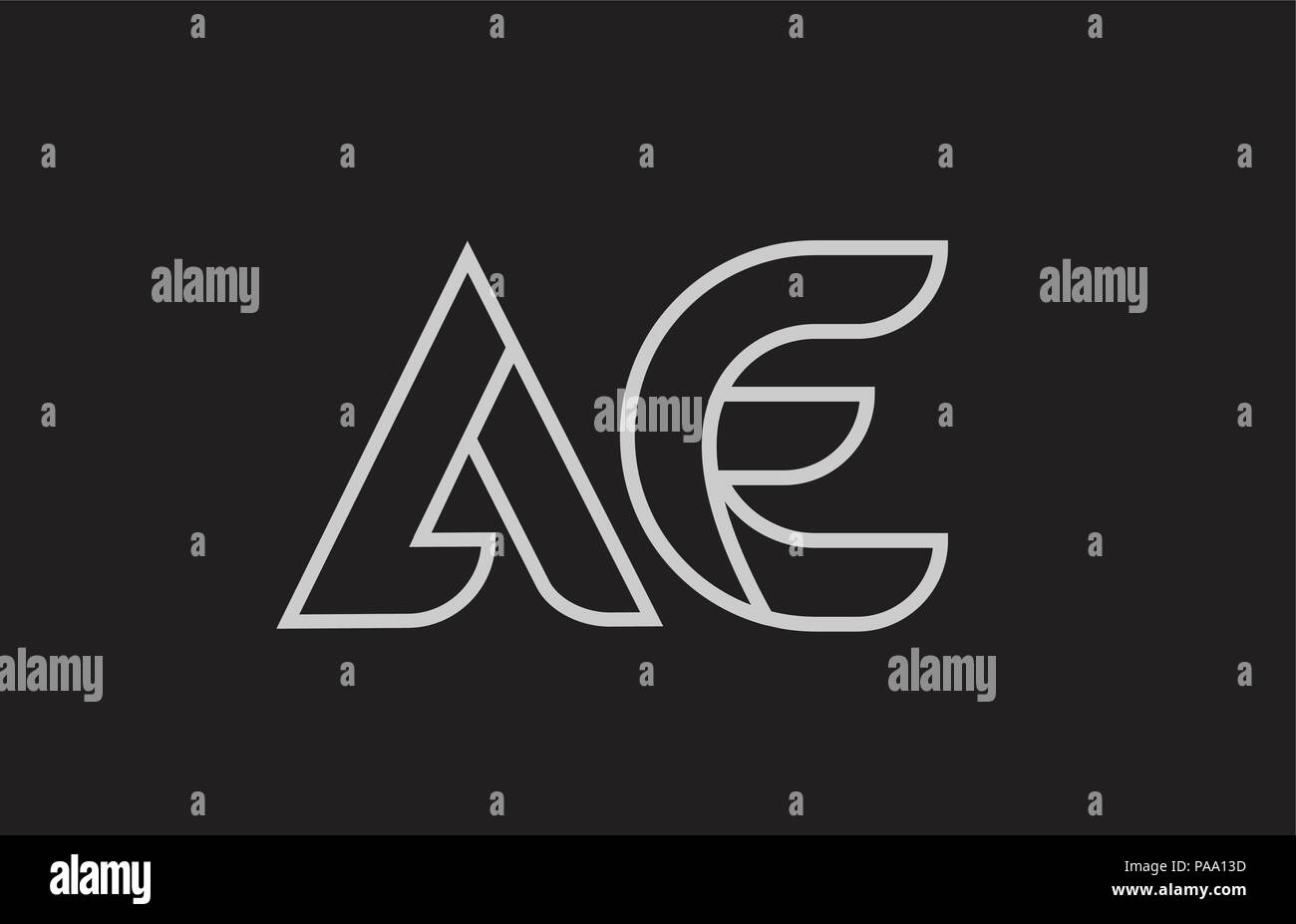 black and white alphabet letter ae a e logo combination design suitable ...