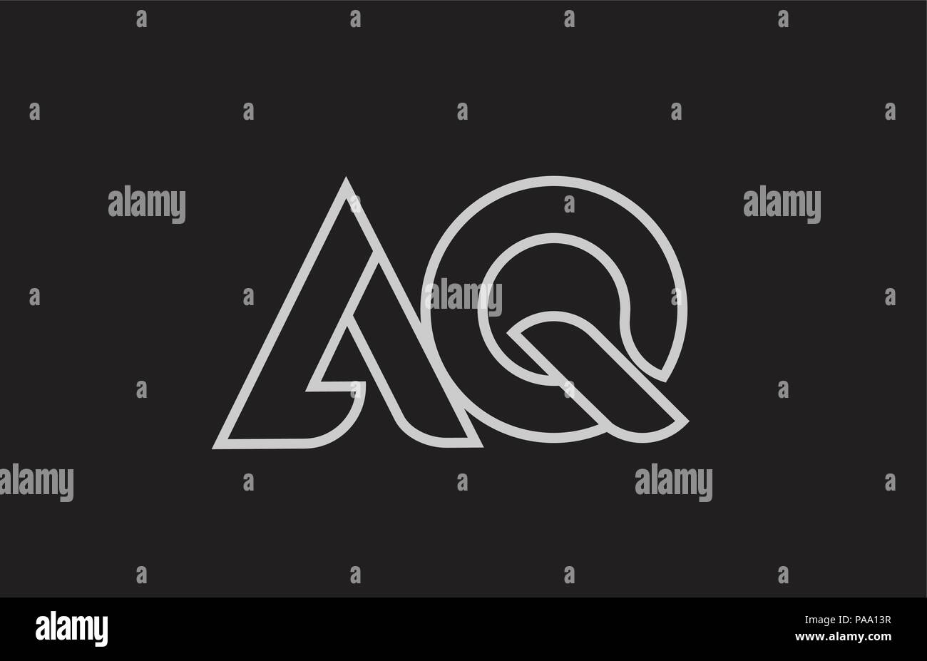 black and white alphabet letter aq a q logo combination design suitable ...