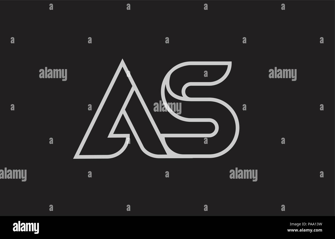 black and white alphabet letter as a s logo combination design suitable ...