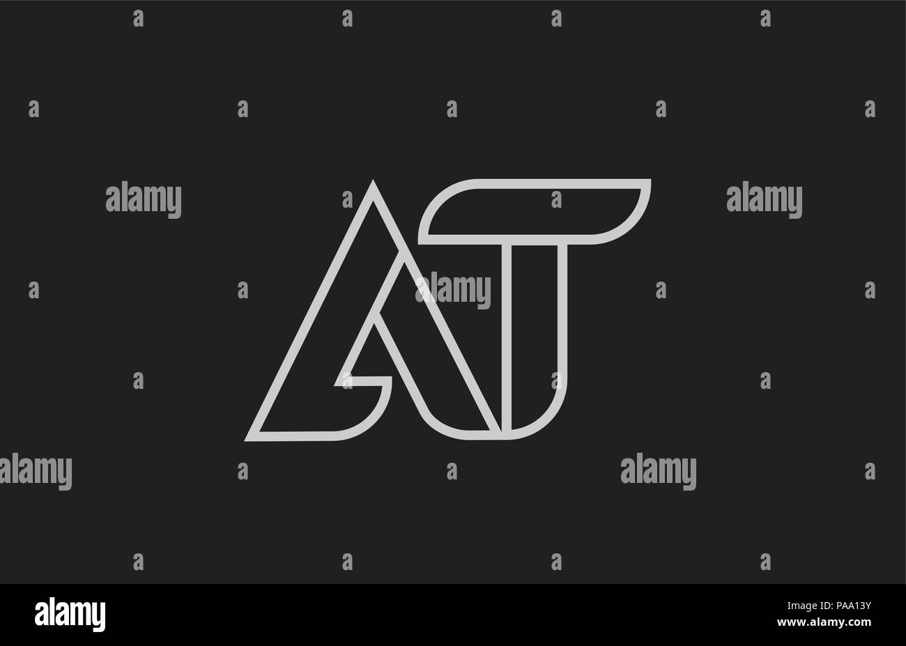 black and white alphabet letter at a t logo combination design suitable ...