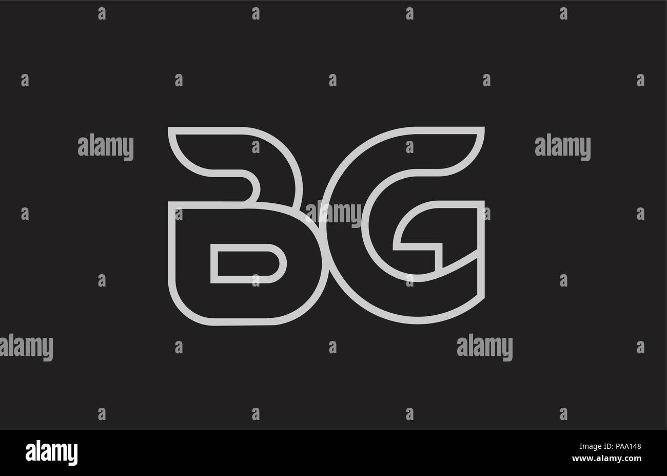 black and white alphabet letter bg b g logo combination design suitable ...