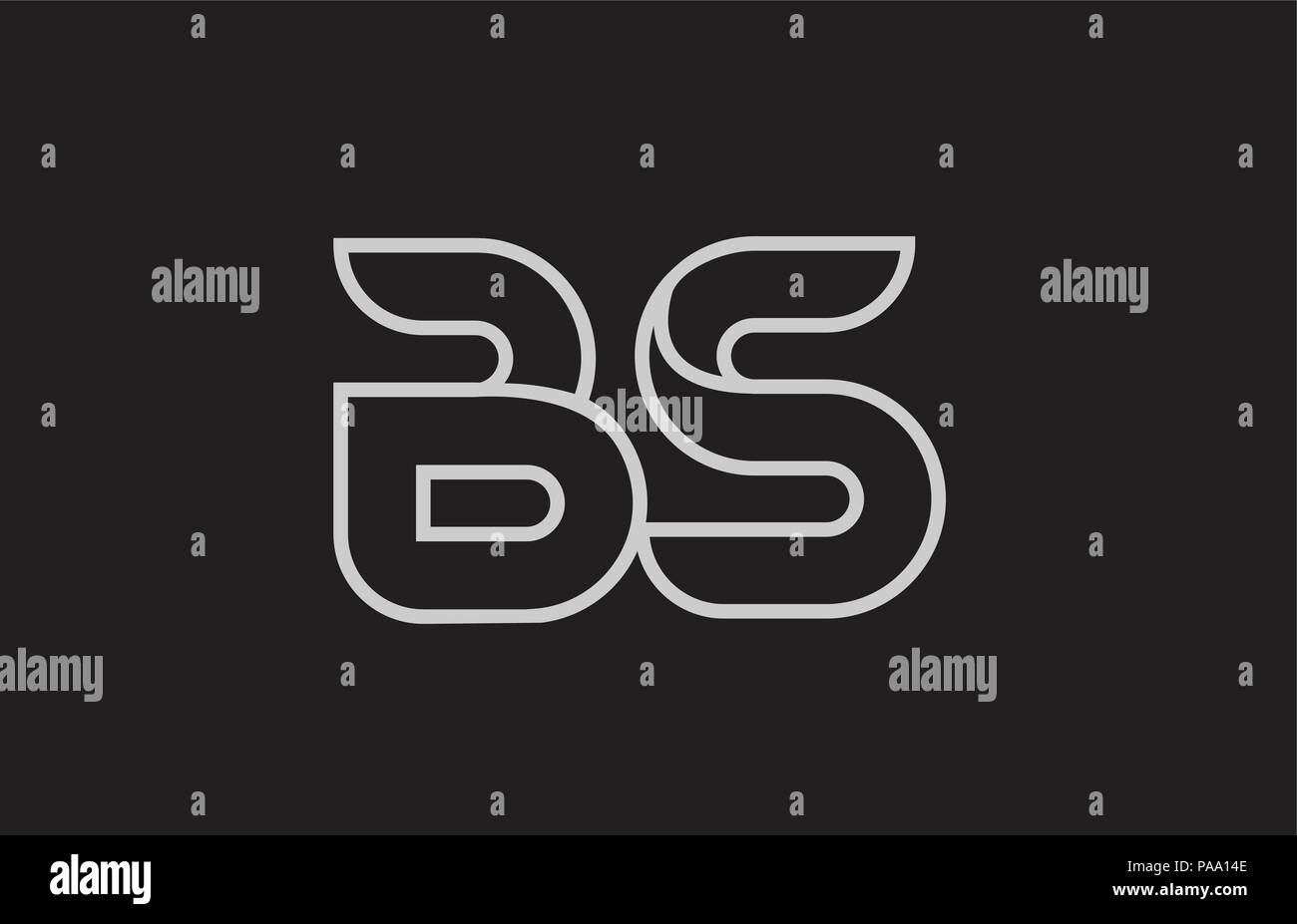 black and white alphabet letter bs b s logo combination design suitable ...