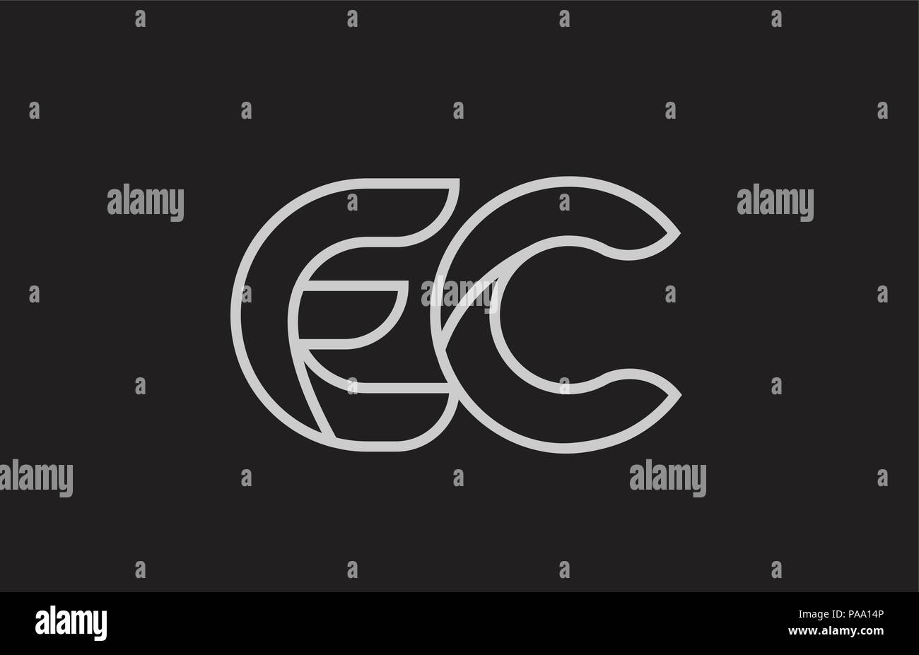 black and white alphabet letter ec e c logo combination design suitable for a company or business Stock Vector