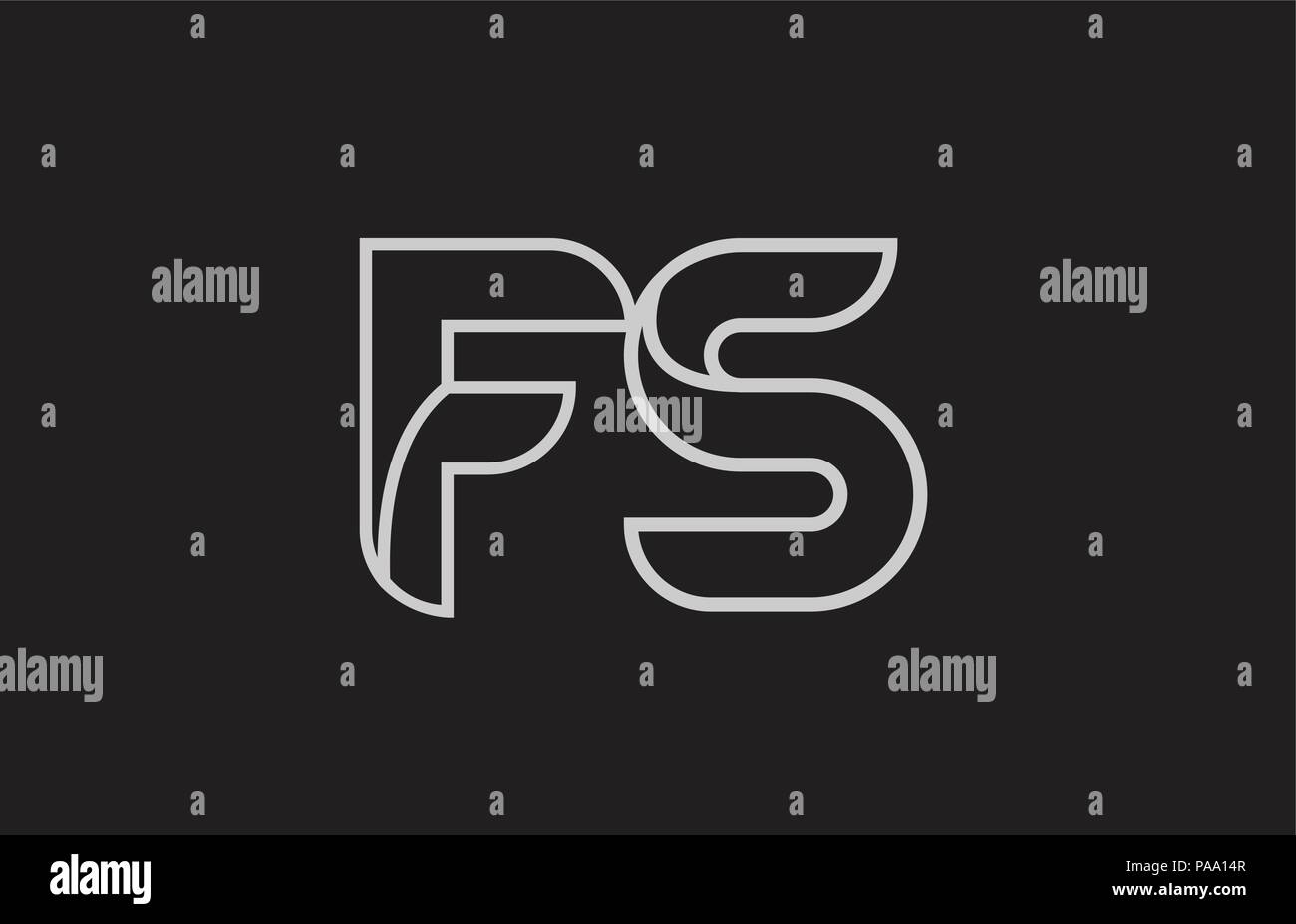 black and white alphabet letter fs f s logo combination design suitable ...