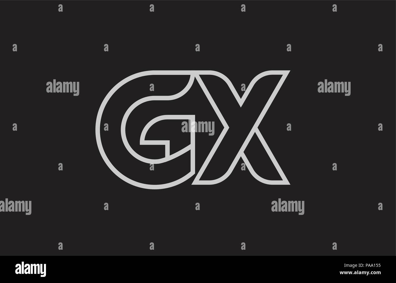 black and white alphabet letter gx g x logo combination design suitable ...